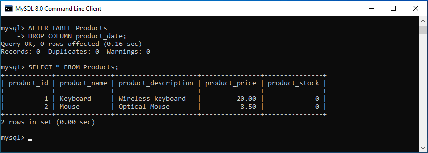 MySQL DROP COLUMN MySQL Tutorial